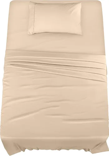 Miniatura 96 de Juego de sábanas King de Utopia Bedding – Juego de 4 sábanas para cama King, microfibra suave y transpirable, incluye 1 sábana bajera, 1 sábana Beige