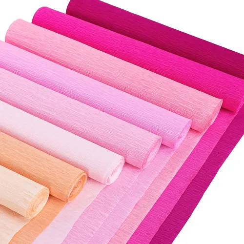 Whaline 8 rollos de serpentinas de papel crepé rosa, 8 colores, rollos de papel crepé, kits de bricolaje para bodas, cumpleaños, decoraciones de San