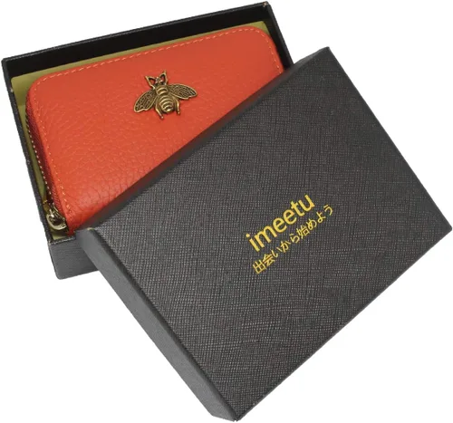 Miniatura 2 de imeetu - Tarjetero de cuero con cremallera y contra identificación por radiofrecuencia (RFID) pequeño, cartera para mujer