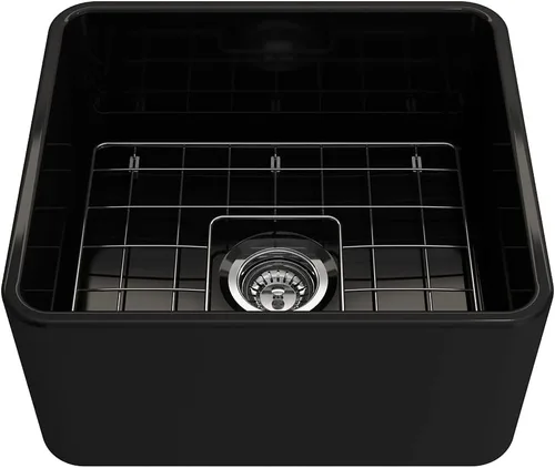 Miniatura 8 de BOCCHI Classico Farmhouse Fregadero de cocina de arcilla refractaria con frente de delantal de 20 pulgadas, un solo tazón con rejilla protectora