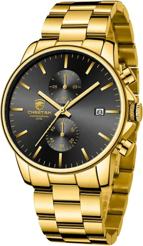 Miniatura 15 de GOLDEN HOUR Fashion Business - Relojes para hombre con cronógrafo, a prueba de agua, de acero inoxidable, reloj de cuarzo, con fecha automática
