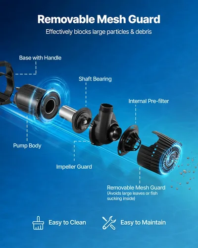 Miniatura 3 de VEVOR Bomba de agua sumergible, 280 W 4500 GPH, bomba de retorno para acuario con altura de elevación de 16.4 pies y dirección de flujo ajustable