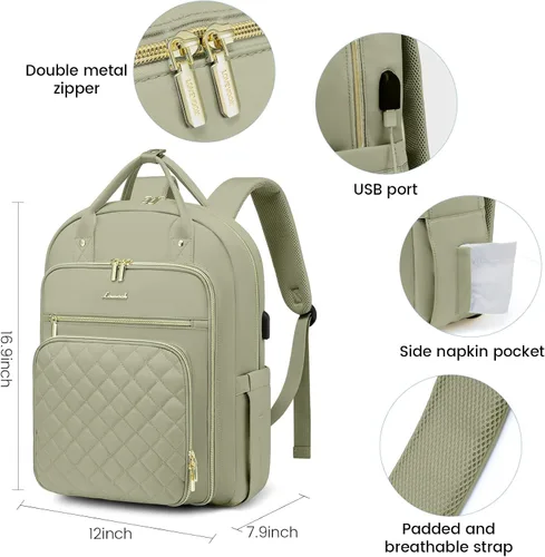 Miniatura 5 de LOVEVOOK Mochila para computadora portátil para mujer, resistente al agua, mochila de trabajo de viaje, bolsa de trabajo para profesores