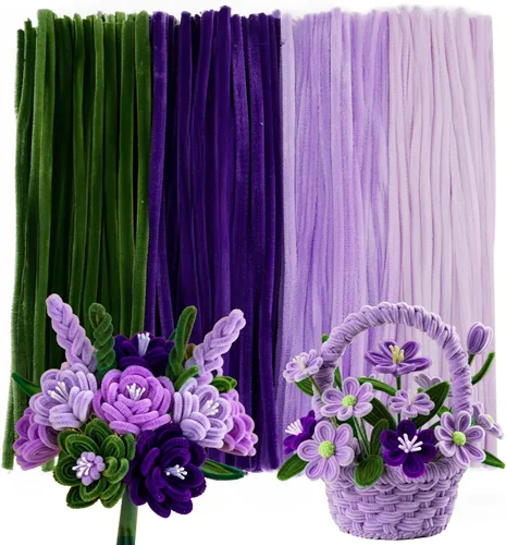 Miniatura 35 de Caydo 200 limpiapipas verde oscuro para decoración de Pascua, tallos de felpilla esponjosos a granel para niños, proyectos de manualidades, 12