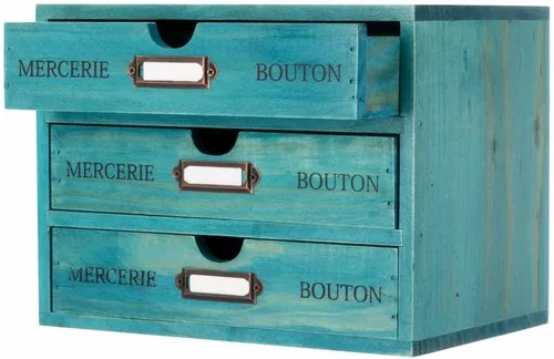 Miniatura 9 de Caja de almacenamiento de madera, organizador de escritorio rústico con 3 cajones, accesorios de escritorio de oficina, estante grande
