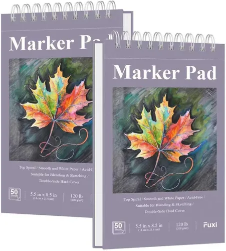 Miniatura 12 de Fuxi Cuaderno de bocetos de acuarela pequeño, paquete de 2 – 5.5" x 8.5" Papel de acuarela prensado en frío de 140lb/300gsm, 30 hojas por bloc.
