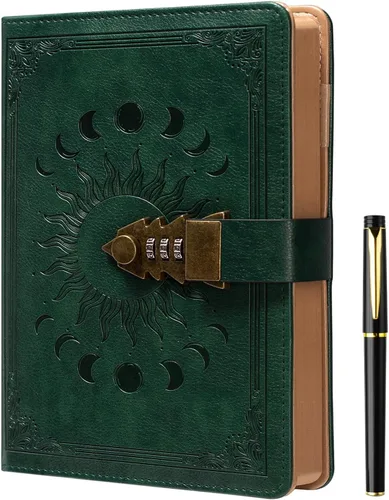 Miniatura 15 de ZXHQ Diario A5 con candado, 120Gsm 224 Páginas Diario con Cerradura, Juego de Bolígrafos, Borde Marrón, Rellenable, Tapa Dura de Cuero, Bolsillo