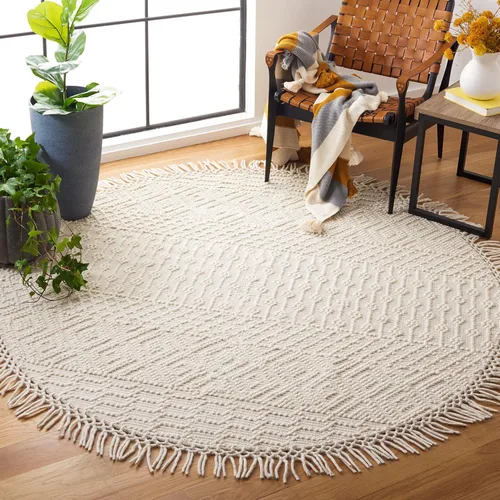 Miniatura 20 de SAFAVIEH Natura Collection - Alfombra decorativa de 2 x 3 pies, color marfil, con flecos de lana marroquí bohemia, hecha a mano, ideal para zonas