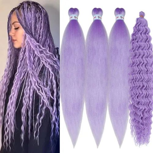 Miniatura 27 de Cabello para trenzar rizado ondulado negro 1B preestirado de onda oceánica profunda de ganchillo bohemio para trenzar de 16 pulgadas, 2 paquetes
