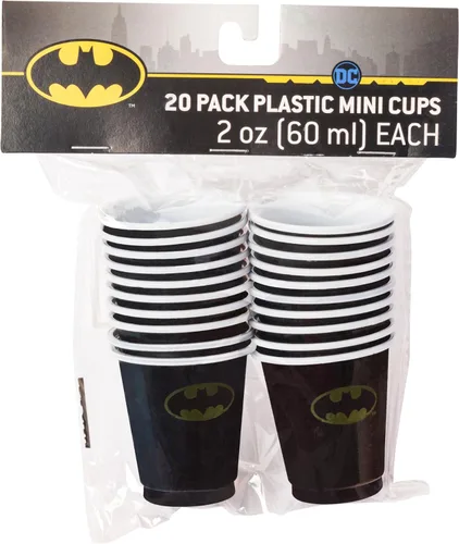 Silver Buffalo DC Comics Batman - Paquete de 20 mini vasos desechables de plástico para fiestas, 2 onzas
