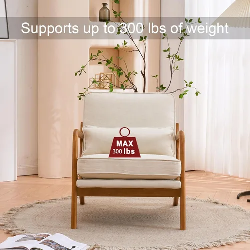Miniatura 5 de Accent Chairs for Bedroom Upholstered Linen Armchair Lounge Chair with Extra-Thick Padded Backrest and Seat Cushion Sofa Chairs Single Reading