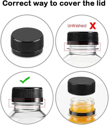 Miniatura 3 de 6 botellas pequeñas de plástico de 2 onzas con tapas, recipientes reutilizables transparentes a granel para bebidas a granel a prueba de fugas