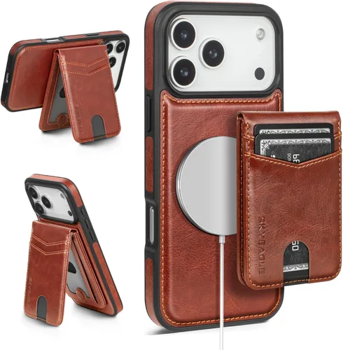 Miniatura 38 de SkyEagle Magsafe - Funda magnética 2 en 1 desmontable para iPhone 11 Pro Max con tarjetero, para mujeres y hombres, piel sintética con bloqueo RFID