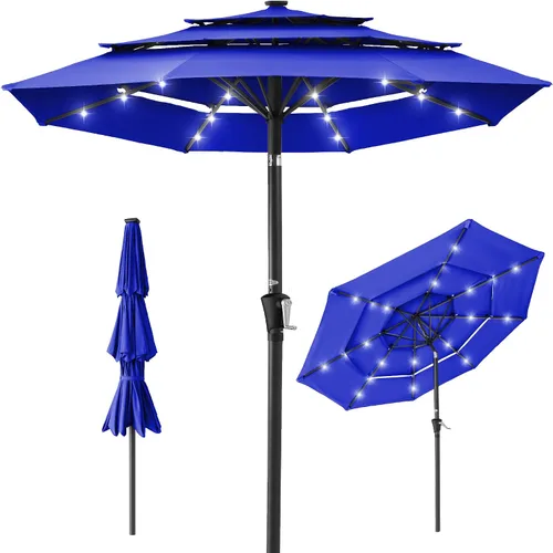 Miniatura 40 de Best Choice Products - Sombrilla solar de 10 pies de 3 niveles para patio, sombrilla de sol para exteriores, mercado, patio trasero, terraza, junto