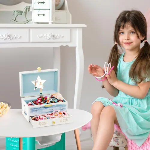 Miniatura 30 de RR ROUND RICH DESIGN - Joyero musical para niñas con cajón y juego de joyas con tema de bailarina, melodía de “El lago de los cisnes”, color rosado
