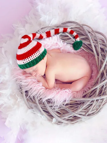Miniatura 5 de 2 gorros de punto de Navidad con forma de cola larga para niños, gorro de Papá Noel para suministros de Navidad, na