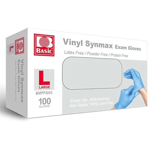 Miniatura 8 de Jointown Guantes básicos de examen de vinilo, guantes de seguridad, sin látex y sin polvo, guantes médicos desechables Synmax, BMPF3002 medianos