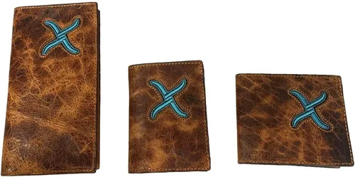 Miniatura 3 de Twisted X Cartera de piel envejecida con turquesa X (Rodeo)