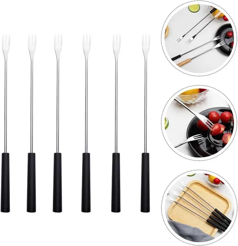 Miniatura 4 de 6 tenedores para fondue de acero inoxidable con asas de polipropileno para queso, chocolate y frutas, tenedores de cocina para cocinar y entretener