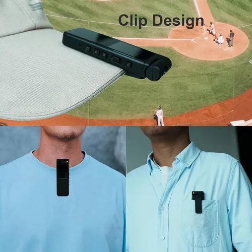 Miniatura 5 de Cámara de cuerpo pequeño 1440P HD Body Video Cam Pantalla de 1.3 "Tarjeta TF 64GB TF Clip de lente giratorio en el sombrero de bolsillo Casquillo