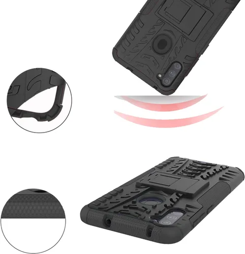 Miniatura 6 de Funda para teléfono Samsung Galaxy A11 con protector de pantalla de vidrio templado y soporte, resistente, accesorios de protección híbrida rígida