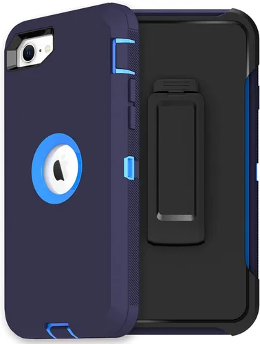 Miniatura 21 de MXX Funda diseñada para iPhone SE 2020/SE 2022, funda protectora resistente con protector de pantalla [3 capas] cubierta de protección de goma