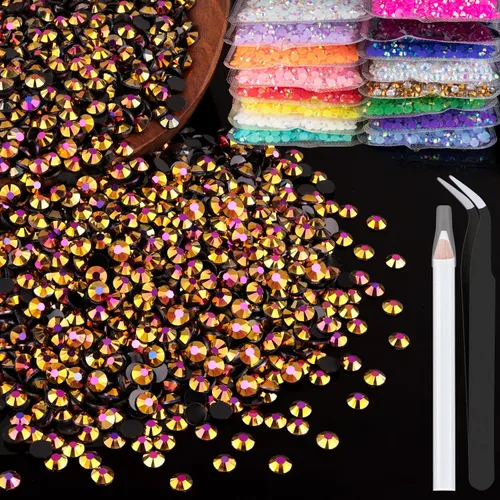 Miniatura 74 de 5000 piezas de diamantes de imitación de resina de 0.118 pulgadas a granel, color verde oscuro AB con parte trasera plana, diamantes de imitación