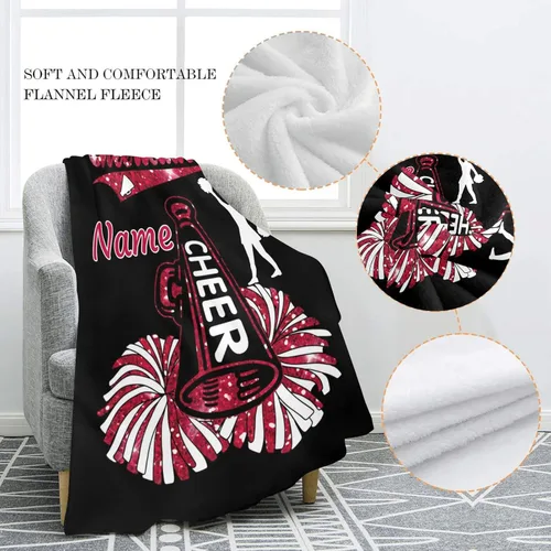 Miniatura 5 de Manta de bebé personalizada de animadora roja con nombre, manta de forro polar suave para niñas y niños, recién nacidos, regalo de cumpleaños, 40 x