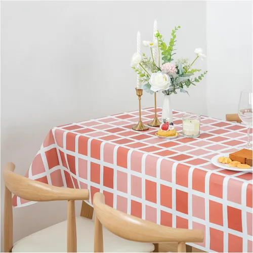 Miniatura 27 de FIFTY FEET Mantel rectangular de 84 x 60 pulgadas, mantel de vinilo con respaldo de franela para mesas rectangulares, impermeable, a prueba