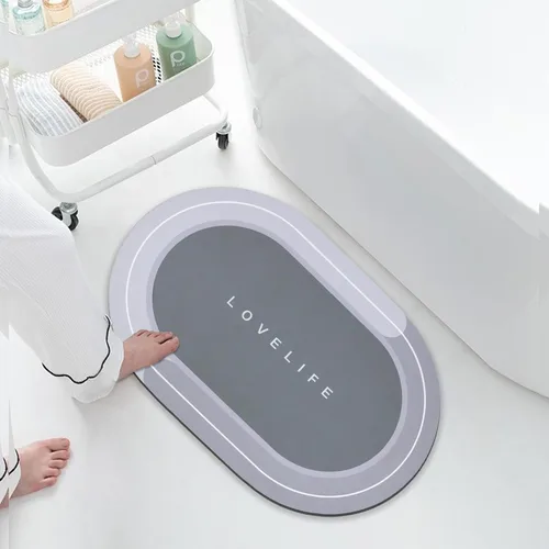 Miniatura 7 de Tapetes de baño de goma de secado rápido, antideslizantes, súper absorbentes, de secado instantáneo, alfombra de baño frente al fregadero de la Beige