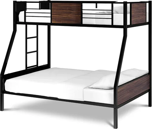 Miniatura 5 de East West Furniture JAFTBLK Jackson - Litera de tamaño matrimonial, dos camas divididas, una escalera con dos escalones y barandillas de protección