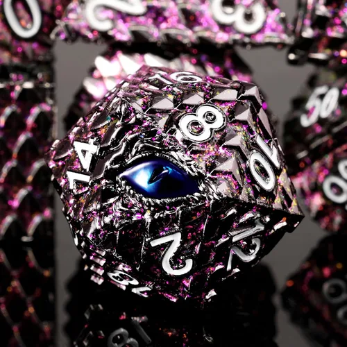 Miniatura 12 de 1 dado de metal D20 DND – Dados poliédricos gigantes metálicos de 20 caras, dados grandes de 1.378 in de ojo de dragón para juego de mesa