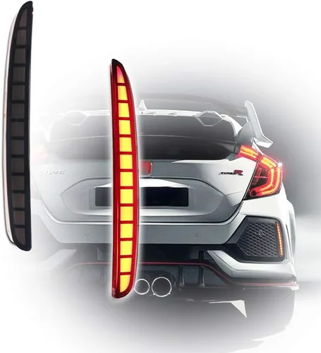 Faros Traseros de Reflector de Parachoques LED Completo con Lente Ahumada para Honda Civic Hatchback, Tipo-R o SI de 4 Puertas Sedán 2017, 2018,