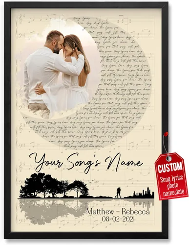 Miniatura 41 de H-DEWALL Póster personalizado de letras de canciones, regalos de cumpleaños para esposo para dormitorio, discos de vinilo, fotos, regalos para él