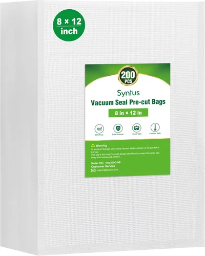 Miniatura 8 de Bolsas selladoras al vacío Syntus para alimentos, 100 unidades de pinta de 6" x 10", bolsa precortada de grado comercial, bolsas de vacío