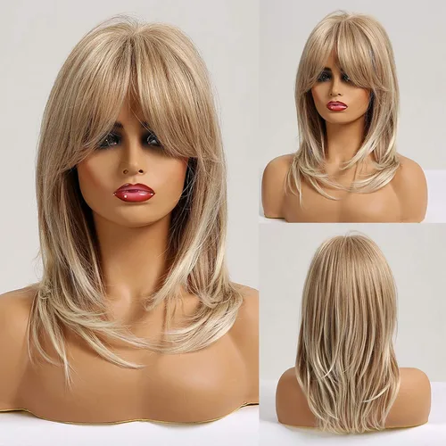 Miniatura 26 de HAIRCUBE Pelucas Auburn para Mujeres, Pelucas Largas en Capas Naranjas con Flequillo, Pelucas de Fibra Sintética Resistentes al Calor