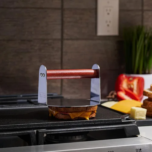 Miniatura 5 de Bellemain Triturador de hamburguesas para plancha Prensa de hamburguesa redonda de acero inoxidable de 6 pulgadas Prensa de hamburguesas