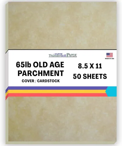 50 hojas de papel de cubierta de pergamino de la vejez de 65 libras, hojas de colores con peso de cartulina 8.5 x 11 pulgadas, tamaño de carta