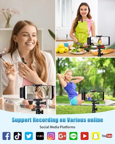 Miniatura 5 de Micrófonos Lavalier inalámbricos compatibles con iPhone, teléfono Android, computadora, mini micrófono inalámbrico profesional para grabación