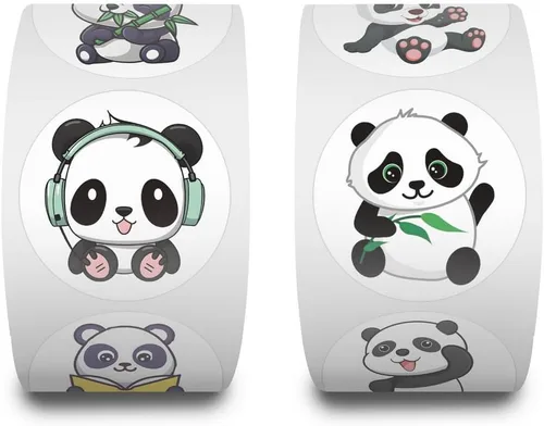 Miniatura 5 de Calcomanías de panda de dibujos animados (500 unidades), rollos de calcomanías de dibujos animados para adolescentes, decoraciones de fiesta