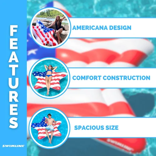 Miniatura 4 de Swimline Balsa inflable Americana Star Island para piscina 65 "x 69" Isla de Estados Unidos (Estrella)