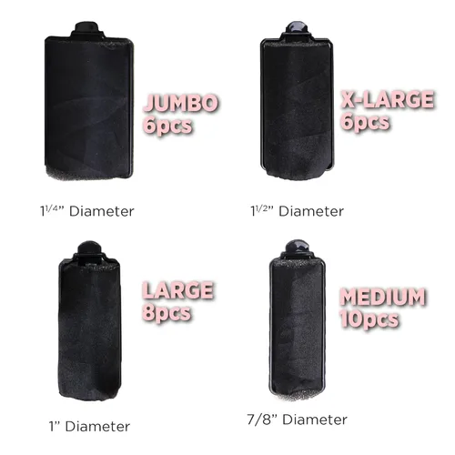 Miniatura 4 de DONNA Silky Sastin Foam Roller 7/8 "(D) MEDIANO 10PCS Rizadores de pelo con clips para peluquería y peinado sin calor - NEGRO 7/8"(D) Medium
