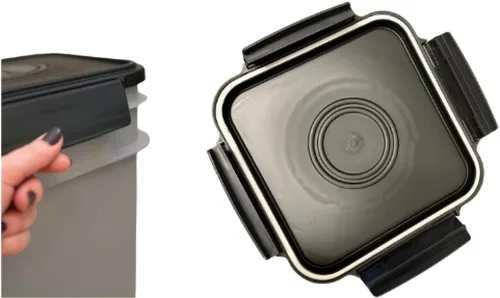 Miniatura 2 de House Naturals Cubo cuadrado de grado alimenticio de 4 galones con asas de plástico y tapa (paquete de 3) contenedores fabricados en Estados Unidos