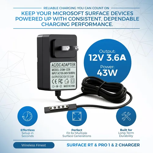 Miniatura 3 de Cargador adaptador de corriente alterna de repuesto para Microsoft Surface 2, Surface RT, Surface Pro 1 y Pro 2 1512 1513 1516 1572 1601 i5 i7