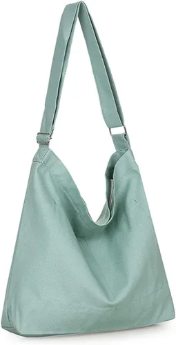 Miniatura 130 de Covelin - Bolsa de hombro informal de lona para mujer, estilo bohemio y retro, bolsa de mano, bolso cruzado, tamaño grande
