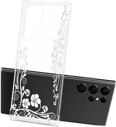 Miniatura 8 de Funda transparente floral para Galaxy S22 Ultra para mujeres/niñas, bonita funda de teléfono para Samsung Galaxy S22 Ultra 5G, diseño de flores