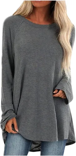 Miniatura 13 de Túnicas o tops para mujer para llevar con leggings, manga larga, ajuste holgado, ropa de otoño, cuello redondo, degradado, cómodas, blusas 02 Verde
