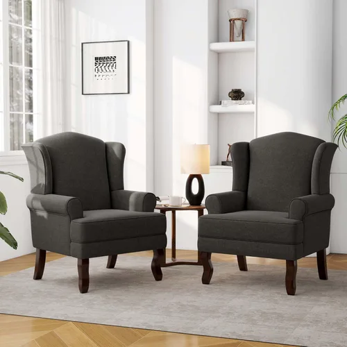Miniatura 45 de Silla decorativa, sillón tapizado con respaldo alto con esponja de alta resistencia y patas de madera, sillas individuales modernas y cómodas de Un