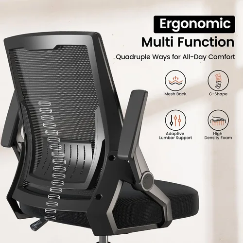 Miniatura 4 de GTPOFFICE Silla de oficina ergonómica, silla de escritorio para computadora cómoda con soporte lumbar ajustable, silla de oficina de malla