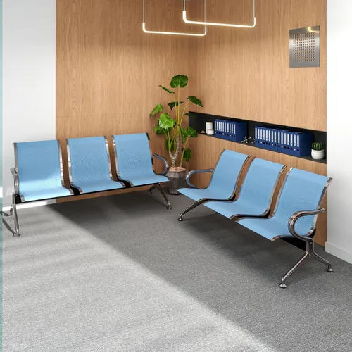 Miniatura 15 de Kinfant Silla de sala de espera de 2 asientos, sillas de recepción de invitados de oficina con respaldo ergonómico, banco de espera de aeropuerto